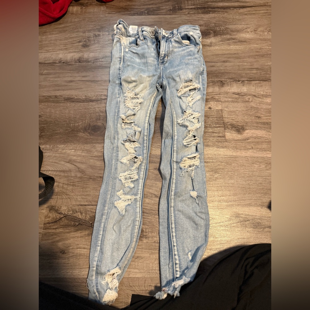 American Eagle Outfitters Ripped Light Blue Skinny Jeans